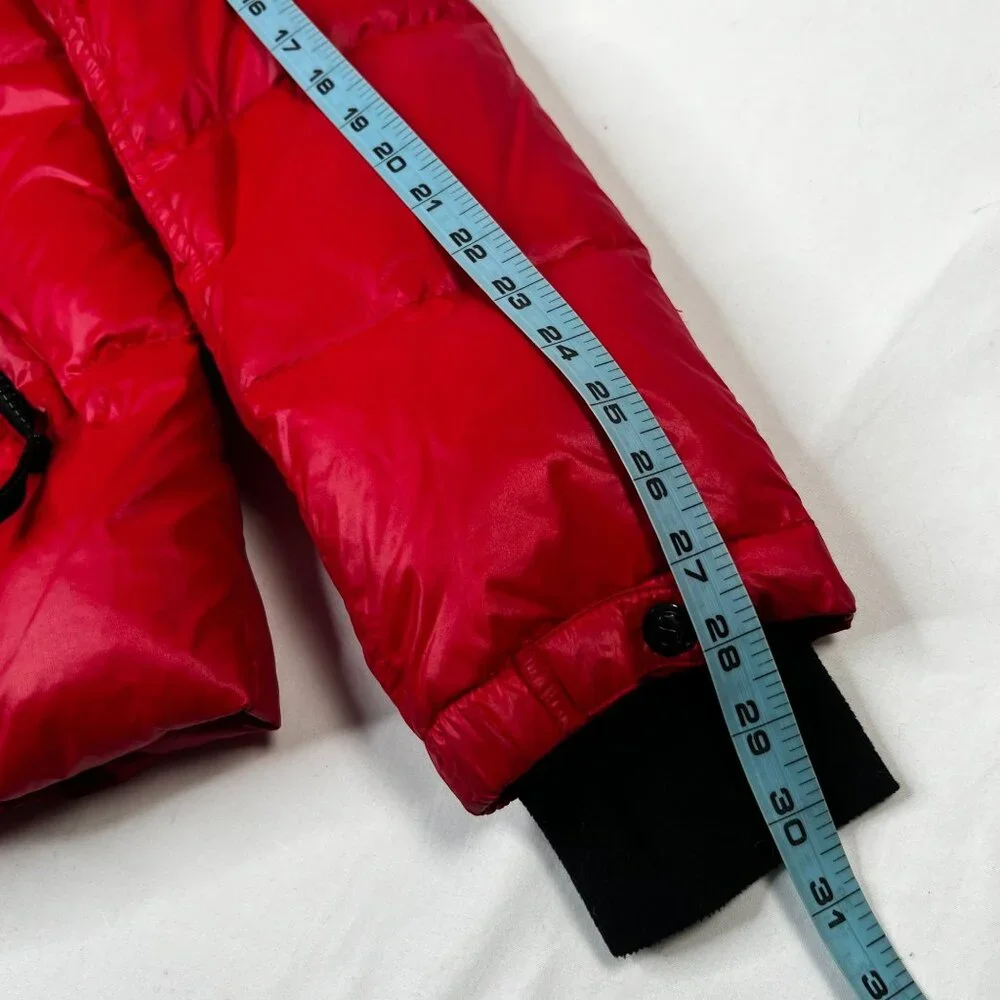 S13 NYC Quilted Down Puffer Coat Removable Hood Red Winter Ski Jacket Medium